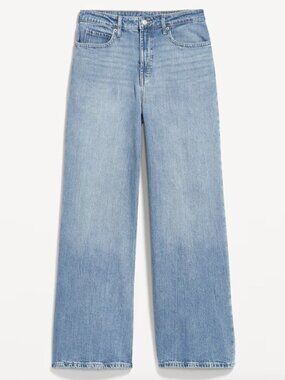 Extra High-Waisted Sky-Hi Wide-Leg Jeans -- Size 14 -- Light Wash